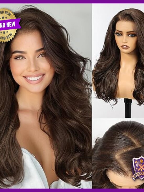 24 Inch Long Curly Synthetic Lace Front Wig, Glueless Daily Wear